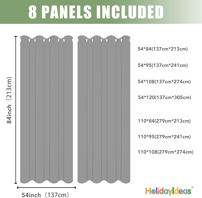 HolidayIdeas Outdoor Curtains for Patio Waterproof, 8 Panels - Image 7