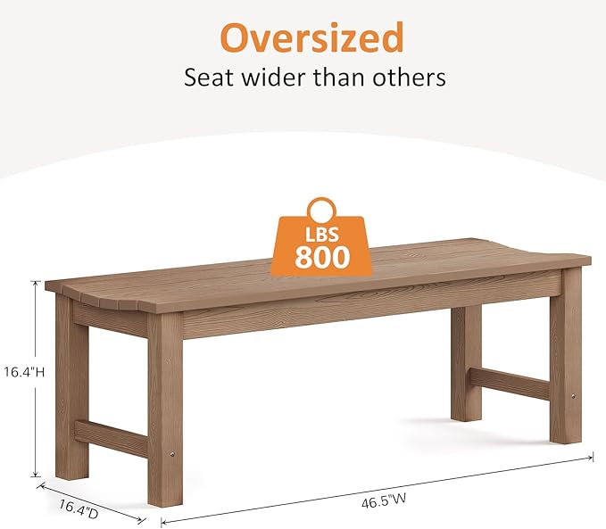 Outdoor Bench Set of 2, 2-Person Patio Backless Benches, HIPS Weatherproof - Image 3