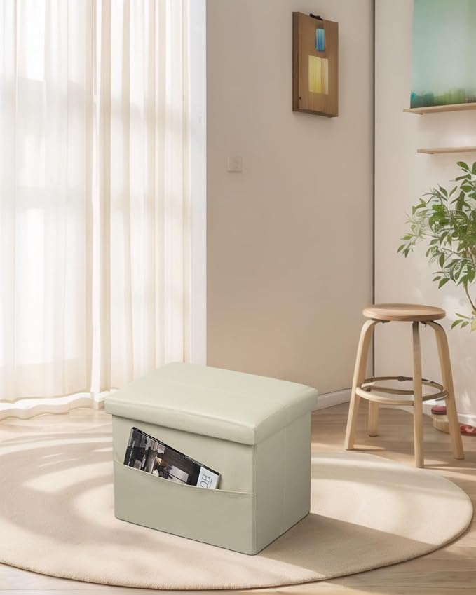 AmasSmile Storage Ottoman Folding Foot Rest Stool - Image 6