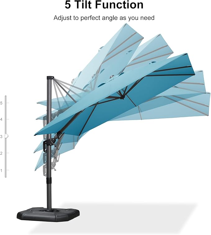 PURPLE LEAF 9' X 9' Left-right Tilt Patio Umbrella Outdoor Cantilever Swivel - Image 8