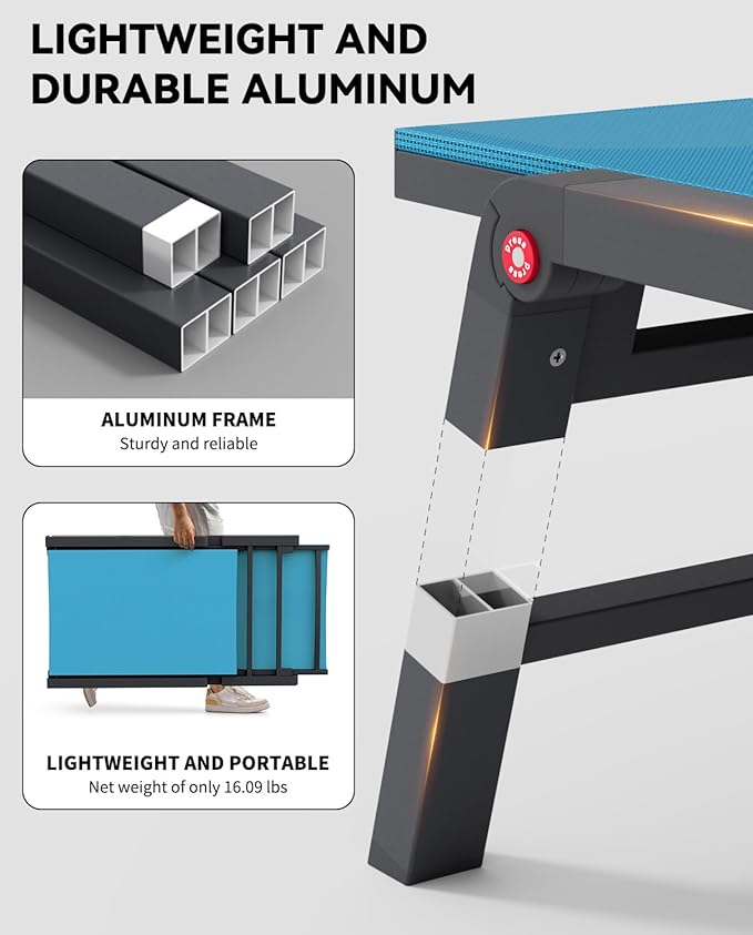 Aluminum Chaise Lounge Chair Outdoor, Foldable Patio Lounge Chair Assemble-Free - Image 4