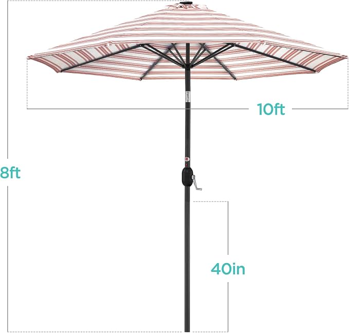 Best Choice Products 10ft Solar Polyester LED Lighted Patio Umbrella w/Tilt - Image 7