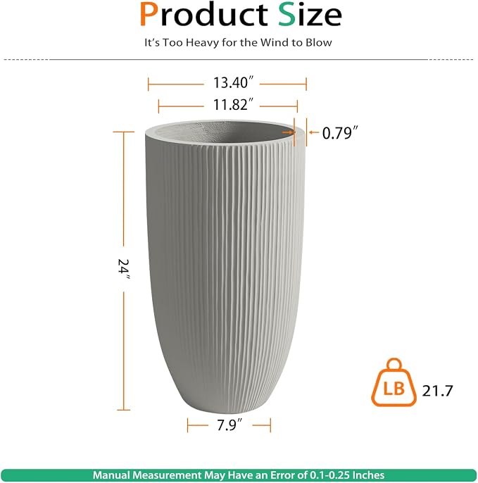 Tall Planters for Outdoor Plants, Large Concrete Flower Pots for Garden Front - Image 2