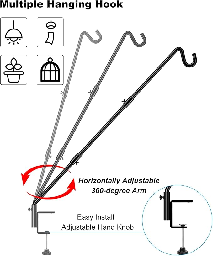FEED GARDEN [Upgrade Version 2 Pack Bird Feeder Hanger Adjustable 43 Inch Deck - Image 3