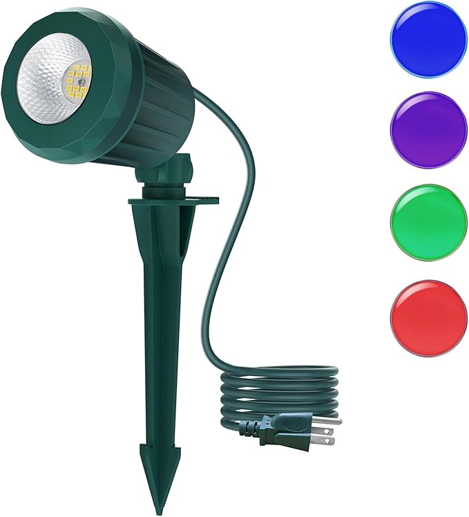Spotlight Outdoor – 120V Plug-In, 6500K Cool White LED Landscape Lighting by Holeva