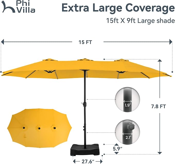 PHI VILLA 15ft Large Patio Umbrellas - Image 6