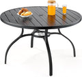 VEVOR Outdoor Patio Dining Table, 47 inch Round Metal Steel Slat Backyard by VEVOR