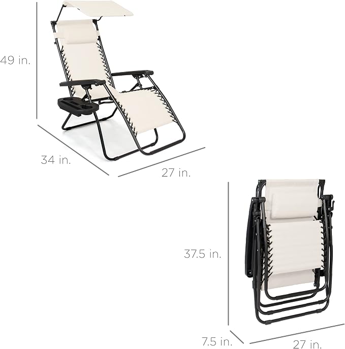 Best Choice Products Folding Zero Gravity Outdoor Recliner Patio Lounge Chair - Image 3