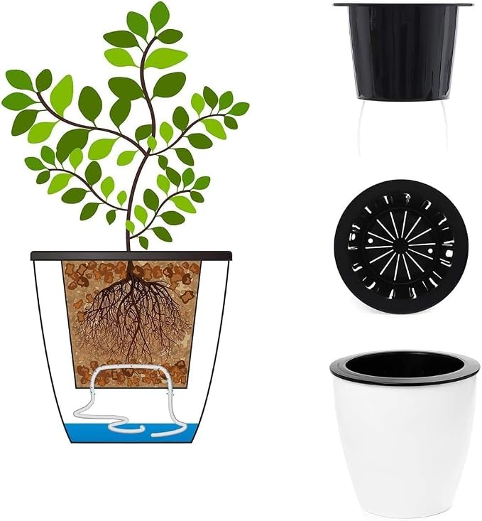 2 Pcs 3.5“ Self Watering Planter White Flower Pot, Flowers Plants, Small Mini - Image 6