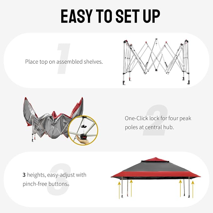 CROWN SHADES 13x13 Pop Up Gazebo, Canopy Tent, Gazebos on Clearance - Image 4