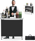 VINGLI Portable Bar Table, 3-Tier Shelves, Mobile Bar Table by VINGLI