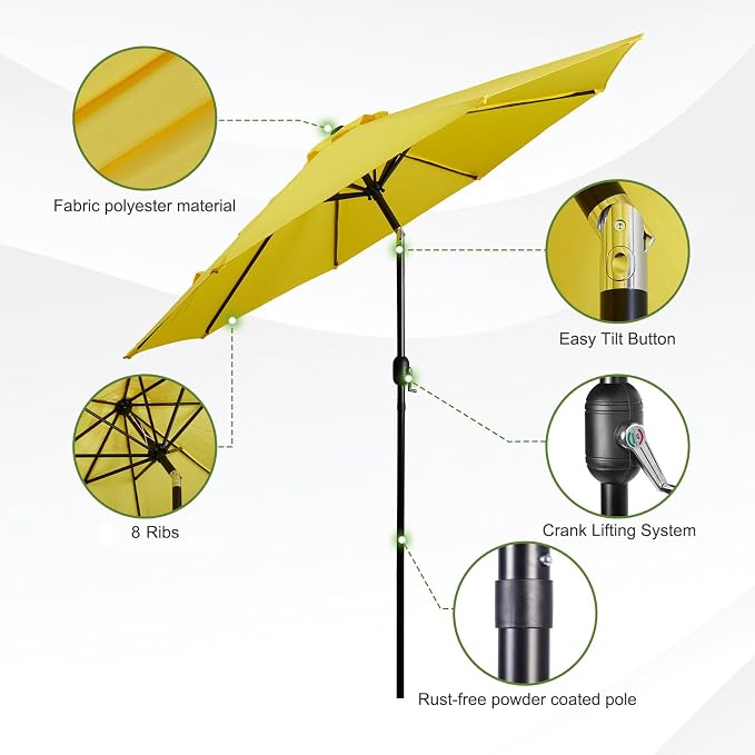 Backyard Expressions 9 ft. Patio Umbrella, Market Table Umbrella w/Tilt and - Image 4