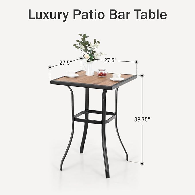 PHI VILLA Patio Bar Table, Outdoor Bar Height Bistro Table - Image 5