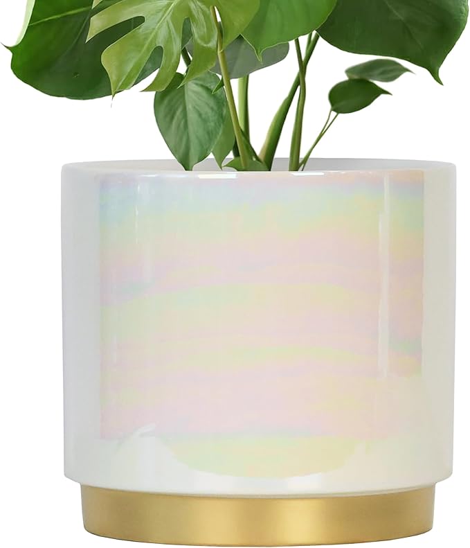 Gepege White Indoor Plant Pots for Plants, Large Ceramic Planter by Gepege