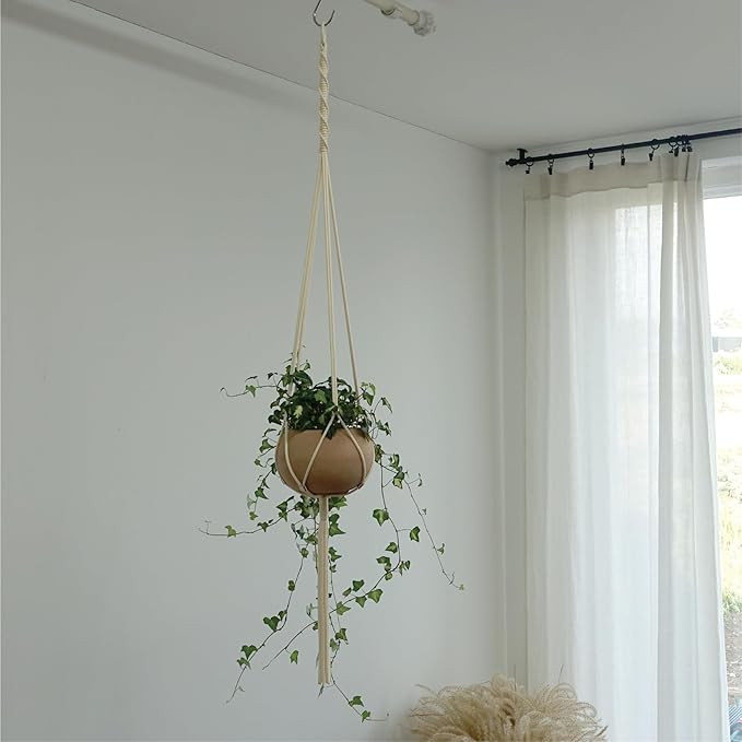 Macrame Plant Hanger Polyester Rope 42 Inch Outdoor Indoor Adjustable Hanging - Image 2