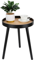 Rattan Round Side Table, Modern Boho Bedside Mid-Century Patio Side End Tables by ZYBTtoCreateHappyMemories