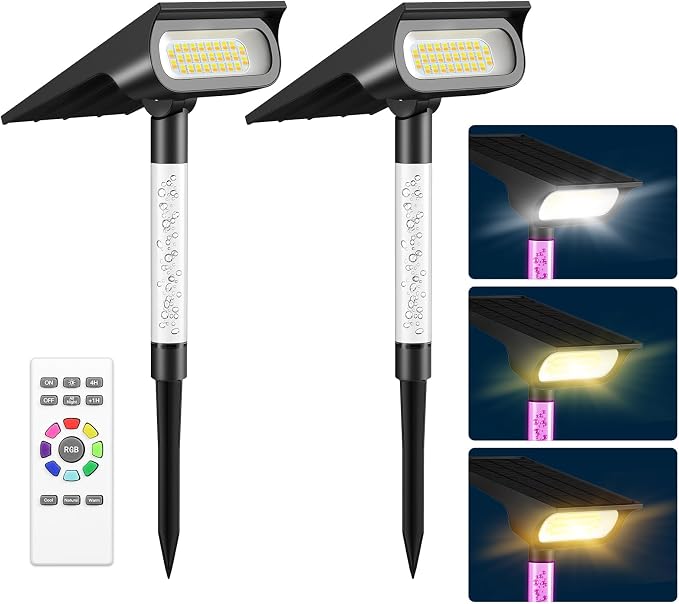 intelamp Solar Spot Lights Outdoor Waterproof, 4000mAh RGB LED Landscape Lights - Image 9