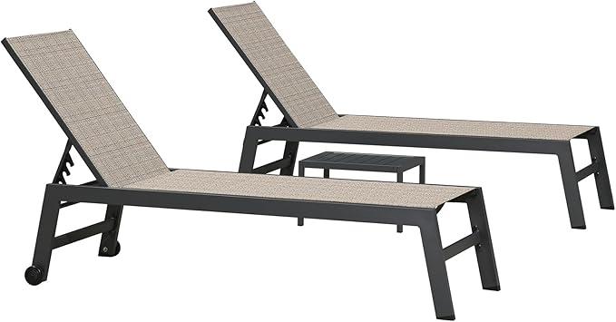 PURPLE LEAF Patio Chaise Lounge Set 4 Pieces Aluminum Outdoor Lounge Chairs - Image 7