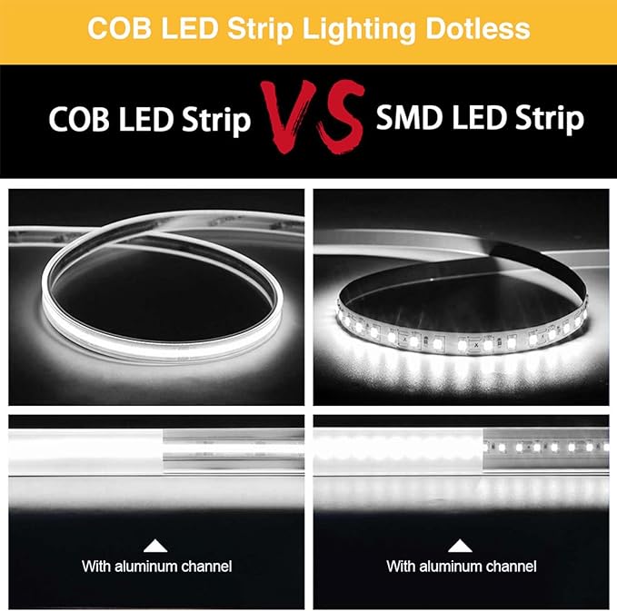 COB LED Strip Lights Waterproof IP67 DC24v Daylight White 6000K 16.4ft/5m High - Image 3