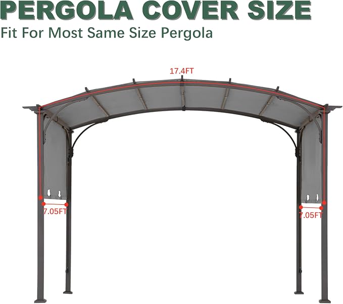 85''x 208'' Universal Doubleton Steel Pergola Replacement Cover - Image 4