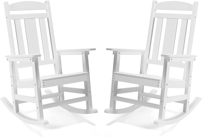 LUE BONA Outdoor Rocking Chairs Set of 4, Weather Resistant HDPS Poly Rocker - Image 8