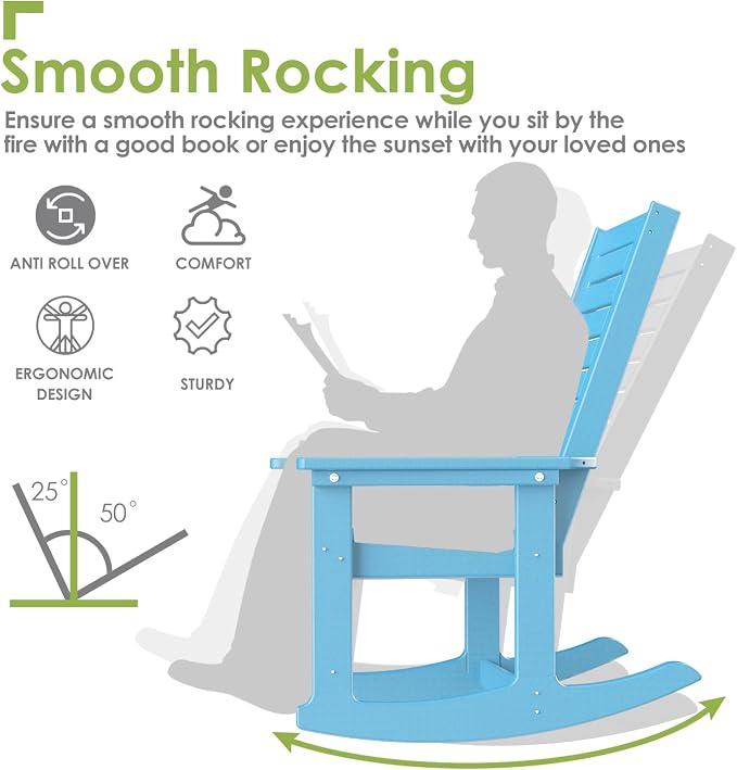 GREENVINES Outdoor Rocking Chairs | Set of 2 | Porch Rocker | HDPE Plastic | - Image 4