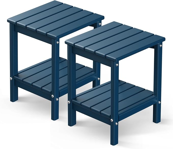GREENVINES Adirondack-Outdoor-Side-Table | Set of 2 | 14 x 13 Inches | HDPE by GreenVines