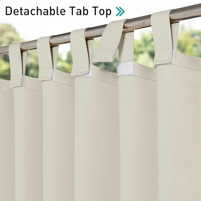 NICETOWN 2 Panels Outdoor Patio Curtainss Waterproof Room Darkening Drapes - Image 2