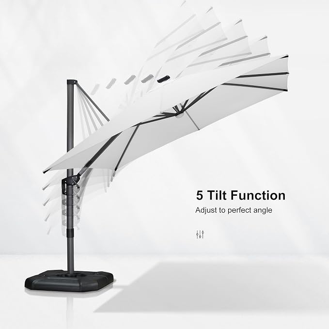 PURPLE LEAF 10 Feet Patio Umbrella Outdoor Cantilever Solar Powered LED Square - Image 8