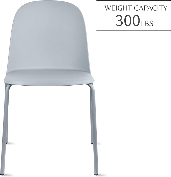 2xhome Set of 2 Modern Stackable Armless Dining Chairs, Plastic Shell Seat - Image 5