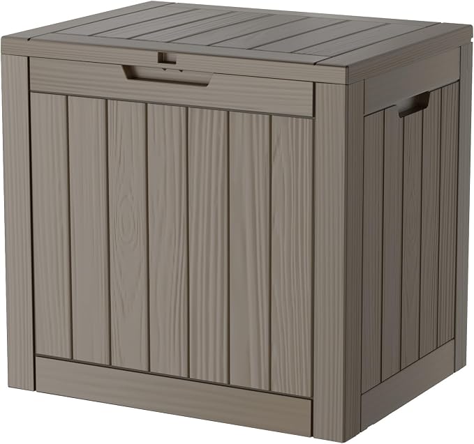 TARKARI 35 Gallon Lockable Resin Deck Box, Waterproof & UV-Resistant Outdoor by Home