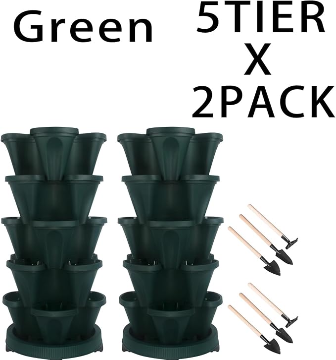 GameXcel Vertical Planter 5 Tier Stackable Planters Garden Planters Strawberry - Image 9
