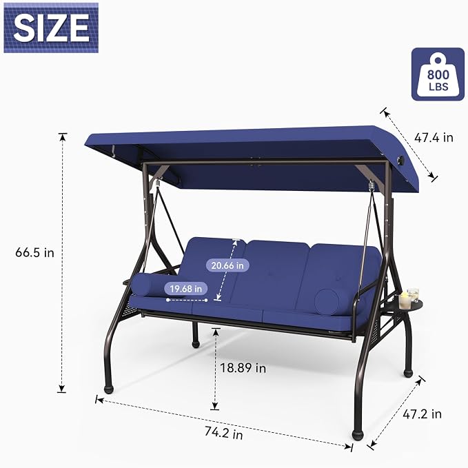 Oakcloud 3-Seat Outdoor Porch Swing - Image 5