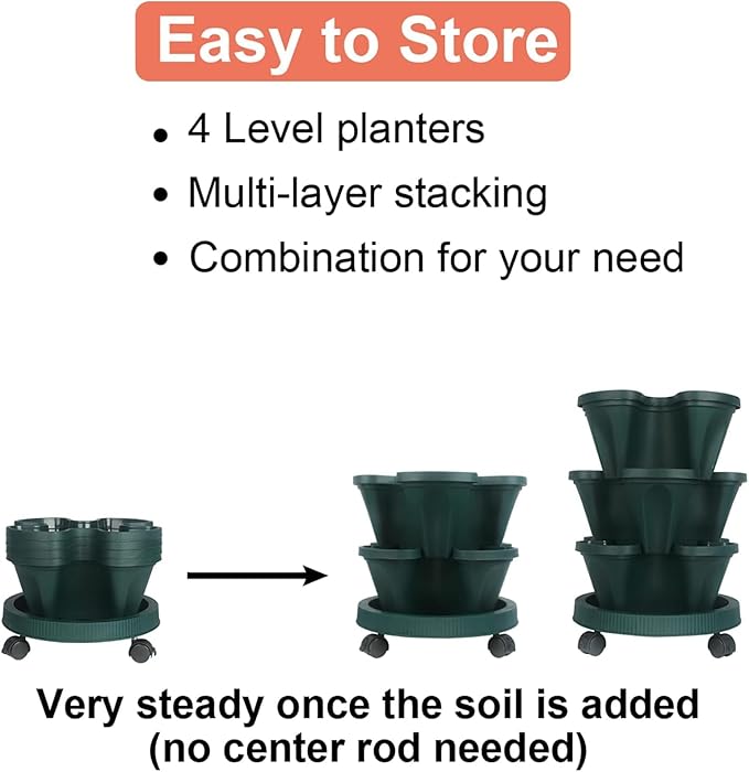 Vertical Planter 4 Tier Stackable Planters Garden Planters Strawberry Herb - Image 7