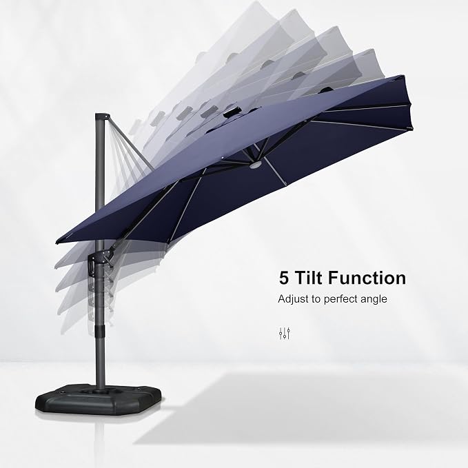 PURPLE LEAF 10 Feet Patio Umbrella Solar Powered LED Square Outdoor Cantilever - Image 6
