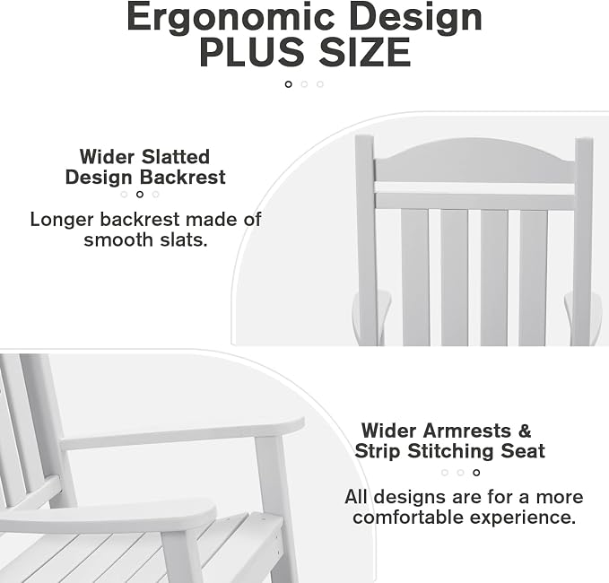 Devoko HDPE Rocking Chair Plastic Outdoor Indoor Patio Rocker Chair High Back - Image 4