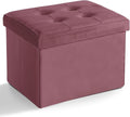 LINMAGCO Storage Ottoman Folding Foot Stool Velvet Footrest by LINMAGCO