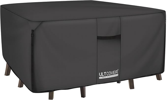ULTCOVER 600D Tough Canvas Heavy Duty Square Patio Table and Chairs Cover by ULTCOVER