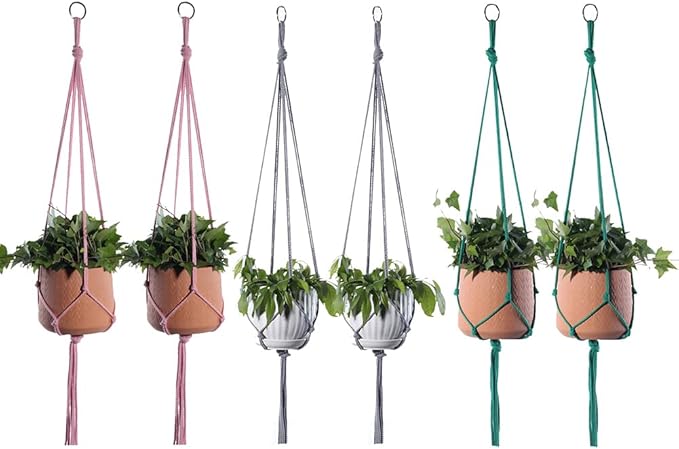 ELANE 6PCS Macrame Plant Hanger Indoor Hanging Planter Basket Decorative by ELANE