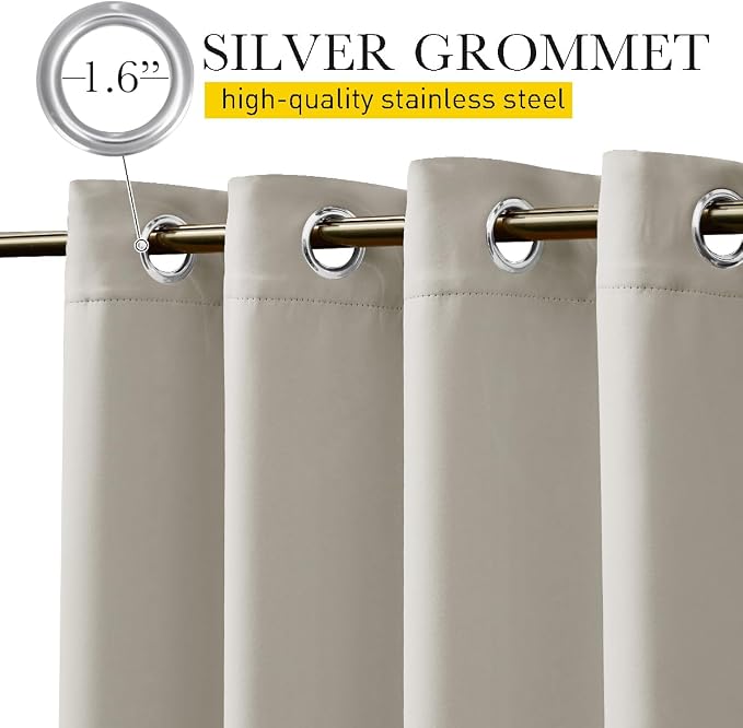 NICETOWN 2 Panels Waterproof Outdoor Curtains Fixed Grommet & Back Tab on Top & - Image 5