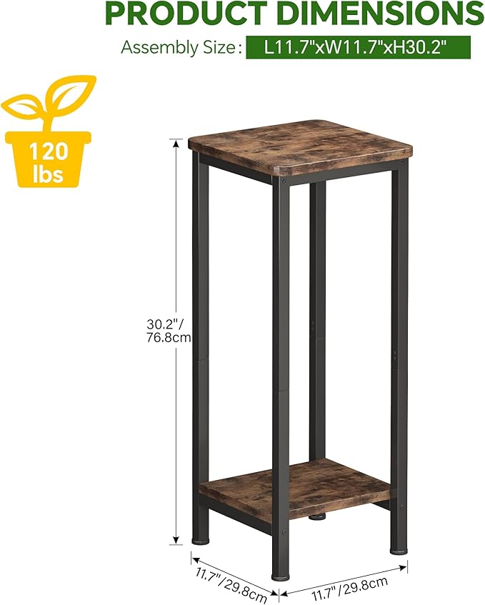 Homeiju Plant Stand Indoor, 2 Tier Wood Corner Plant Stand, Modern Square Plant - Image 2