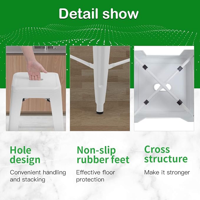 FDW Metal Bar Stools Set of 4 Counter Height Bar Stools 24 Inches Industrial - Image 7
