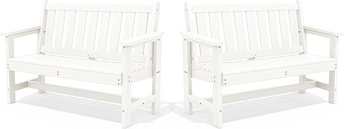 SERWALL Outdoor Bench, HDPE Outdoor Benches Weatherproof, 2-Person Garden Bench by SERWALL