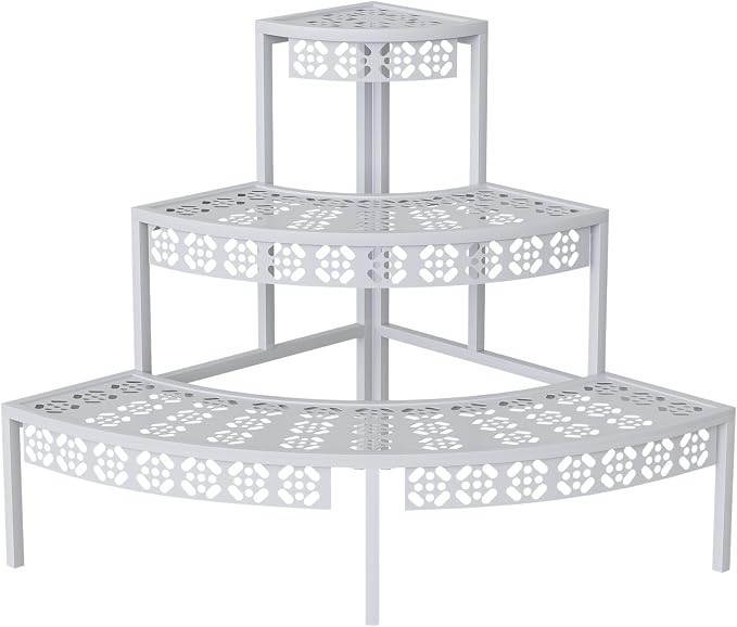3 Tier Plant Stand Semi-Circular Flower Pot Organizer Rack Quarter Round Plant by Garden4you