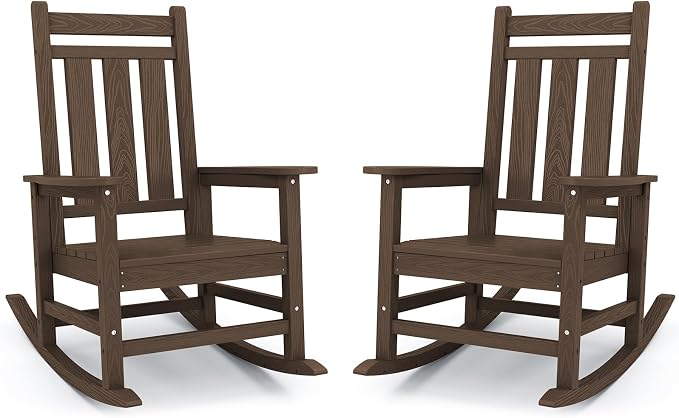 KINGYES Oversized Outdoor Rocking Chair Set of 2, All-Weather Patio Rocking by KINGYES