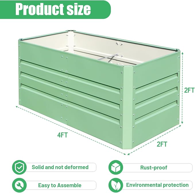 SnugNiture 2 Pcs 4x2x2FT Raised Garden Bed Galvanized Planter Garden Boxes - Image 6