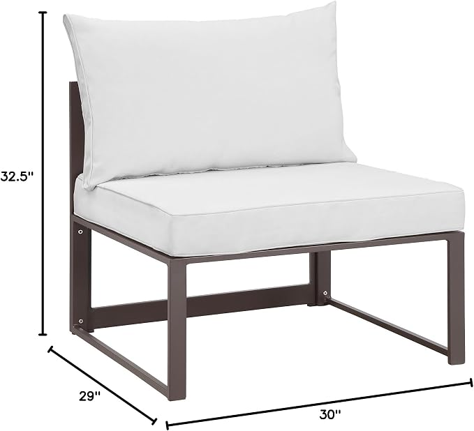 Modway Fortuna Aluminum Outdoor Patio Armless Chair in Brown White - Image 2