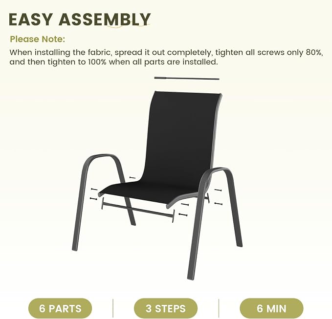 UDPATIO Patio Chairs Set of 8, Stackable Outdoor Dining Chairs - Image 8