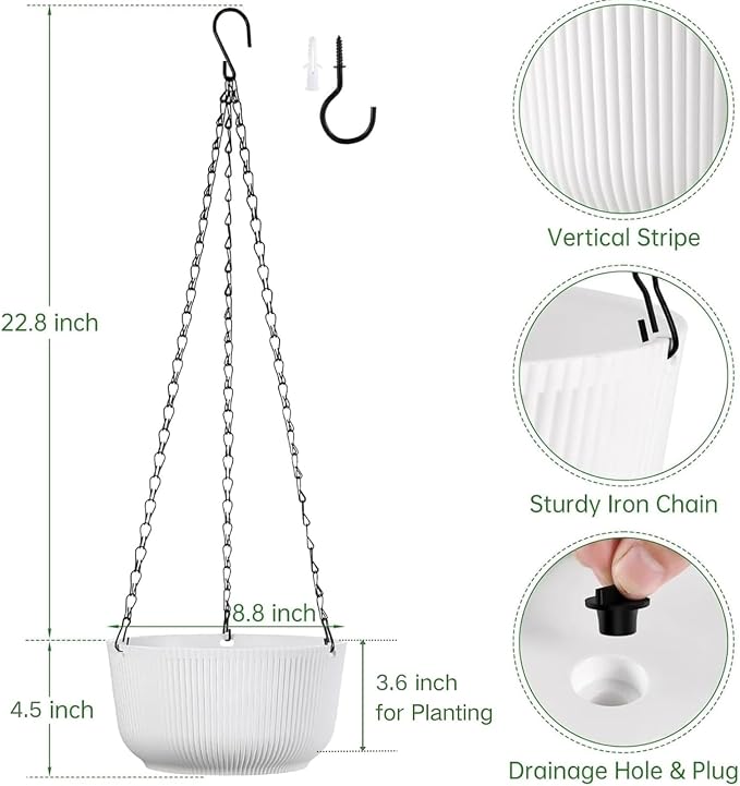 8.8 Inch Hanging Planters for Outdoor Indoor Plants - Image 2