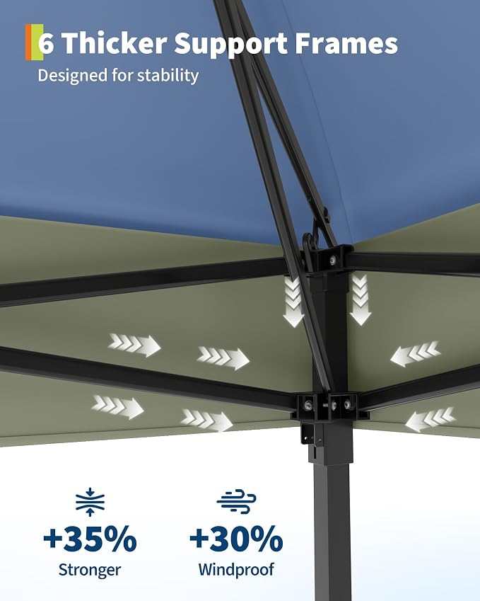 Canopy Tent 13x13 ft, Pop Up Gazebo One-Push Setup - Image 6